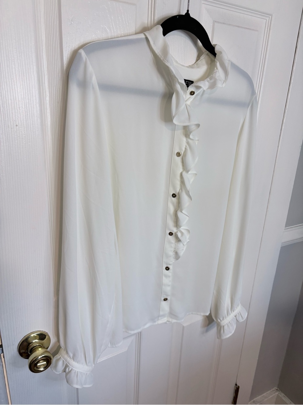 J.Crew Drapey Cottage Top Ruffle Neck Blouse Ivory Cream Size 16 - Picture 3 of 10
